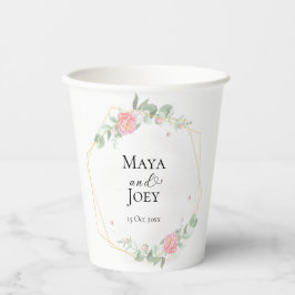 Vasos De Papel Boda geométrico Rosa romántico
