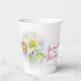 Vasos De Papel Boda hellebores color de agua floral rosa verde