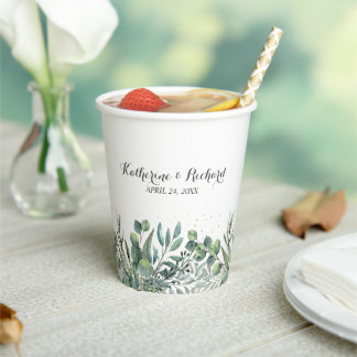 Vasos De Papel Boda Jardín Eucalyptus