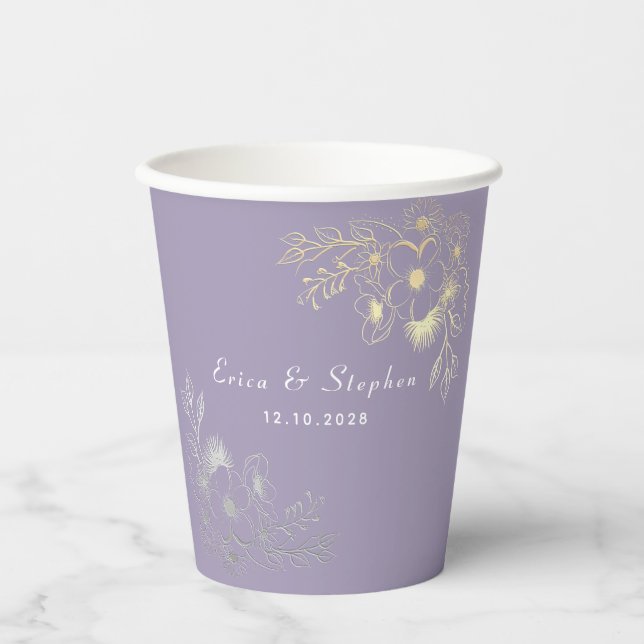 Vasos De Papel Boda Lavanda (Anverso)