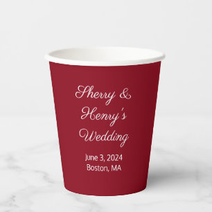 Vasos De Papel Boda Maroon de las letras dulces