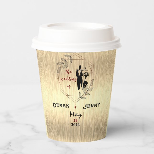 Vasos De Papel Boda marrón (Anverso)