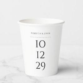 Vasos De Papel Boda minimalista en blanco y negro para una fecha 