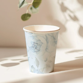 Vasos De Papel Boda minimalista floral azul acuarela