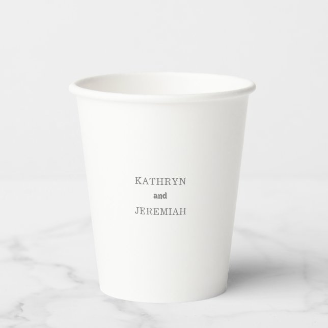 Vasos De Papel Boda Minimalista Sencilla Formal (Anverso)