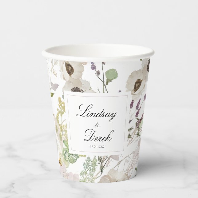 Vasos De Papel Boda Moderna de Primavera (Anverso)