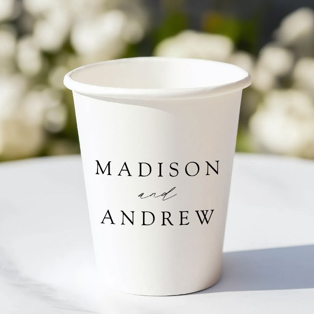 Vasos De Papel Boda Moderna y Elegante con Letra Script Negra (Subido por el creador)