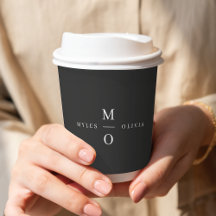 Boda Monograma Elegante Minimal Elegante Negro