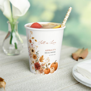 Vasos De Papel Boda Otoñal Floral Pumpkin Bridal Shower