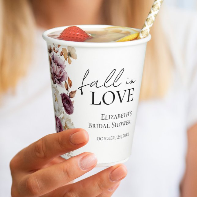 Vasos De Papel Boda Otoño Borgoña Fall In Love Despedida de Solte (Subido por el creador)