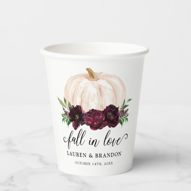 Vasos De Papel Boda Otoño De Caída Enamorada (Anverso)