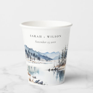 Vasos De Papel Boda paisajista del lago Winter Snow Mountain