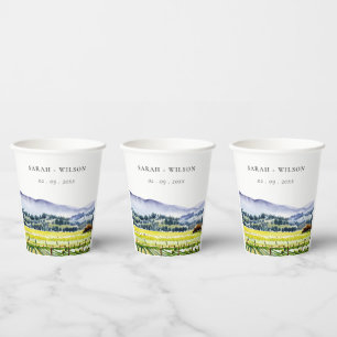 Vasos De Papel Boda paisajístico de viñedos de Napa Valley Waterc