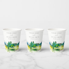 Vasos De Papel Boda paisajístico del río montañoso moda