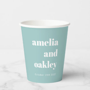 Vasos De Papel Boda personalizada Aqua Blue Retro en negrita Mini
