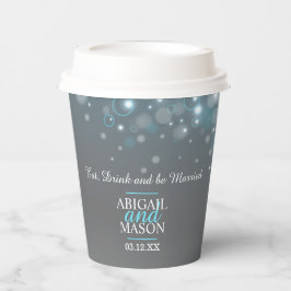 Vasos De Papel Boda personalizada de burbujas grises azules