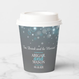Vasos De Papel Boda personalizada de burbujas grises azules