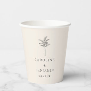 Vasos De Papel Boda personalizada de la línea de árbol de palma m