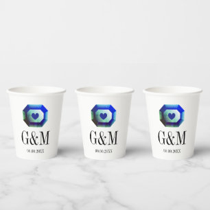 Vasos De Papel Boda personalizada de piedras preciosas verdes azu