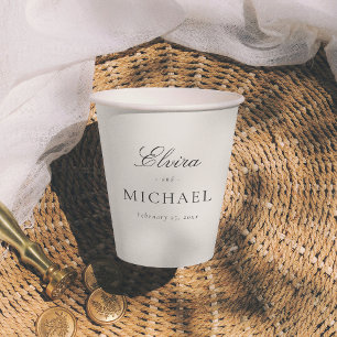 Vasos De Papel Boda personalizada editorial marfil minimalista