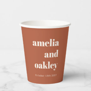 Vasos De Papel Boda personalizada Retro de caída de roya Minimali