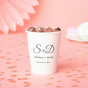 Vasos De Papel Boda personalizado, ducha de novia/compromiso
