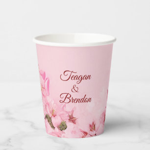 Vasos De Papel Boda Primaria de flores de cerezo