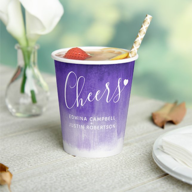 Vasos De Papel Boda púrpura de arte abstracto suelto (in situ)