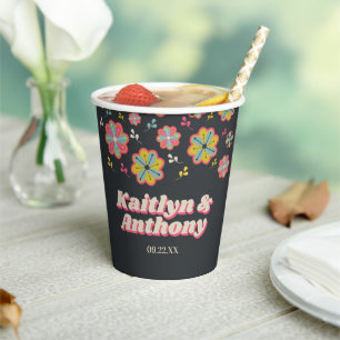 Vasos De Papel Boda Retro Groovy de Flower Power 70