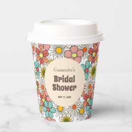 Vasos De Papel Boda Retro Hippie Groovy Floral 