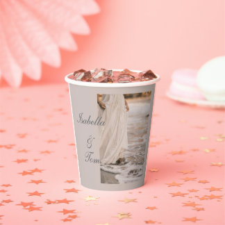 Vasos De Papel Boda Romántica en la Playa Personalizada 