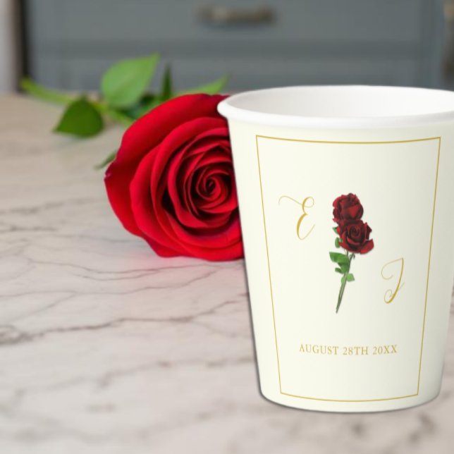 Vasos De Papel Boda Rosa de Marfil Dorado (Subido por el creador)