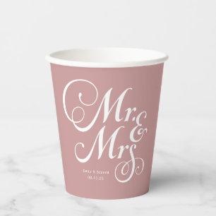 Vasos De Papel Boda ruso mr y mrs Dusty Pink personalizado