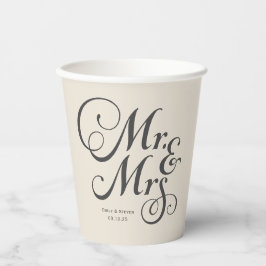 Vasos De Papel Boda ruso mr y mrs Ivory personalizado