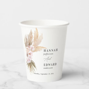 Vasos De Papel Boda rústico de la orquídea de palma de pampas