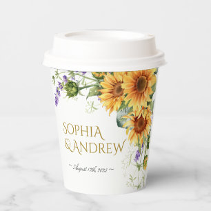 Vasos De Papel Boda Rústico de Sunflowers y Lavander