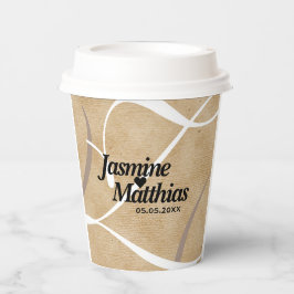 Vasos De Papel Boda Rústico Elegante Monograma Vintage Burlap