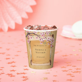 Vasos De Papel Boda Rústico Floral Scroll Blossom