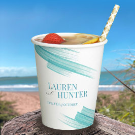 Vasos De Papel boda simple y minimalista de líneas de tinta acuát