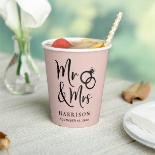Vasos De Papel Boda Sr. Rubor Pink