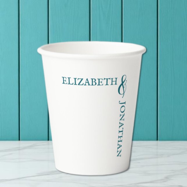Vasos De Papel Boda tipografía moderna azul oscuro (Subido por el creador)