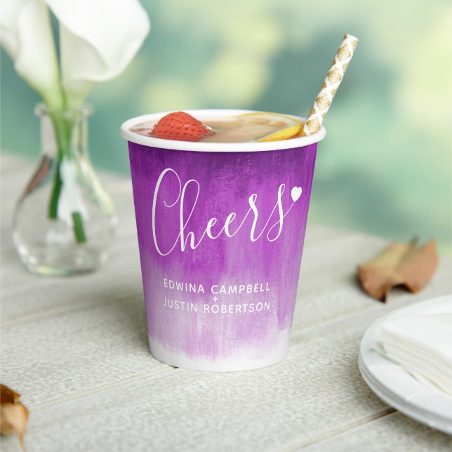 Vasos De Papel Boda ultravioleta de arte abstracto morado (in situ)