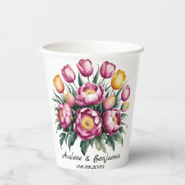 Vasos De Papel Boda Vibrante de Armonía Floral