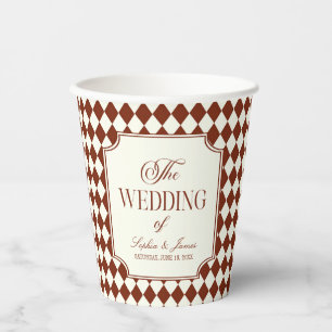 Vasos De Papel Boda Vintage Burgundy de Dinero Antiguo de Lujo