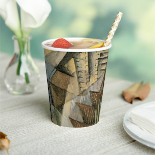 Vasos De Papel Boda Vintage, Colores Tonos Terrosos, Arte Cubismo