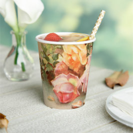 Vasos De Papel Boda Vintage, Rosas Antiguas Flores Vida Muerta