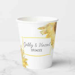 Vasos De Papel Bodas de Acuarela de Girasoles Amarillos