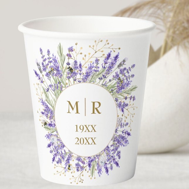 Vasos De Papel Bodas de Oro 50 Aniversario Floral Lavanda (Subido por el creador)