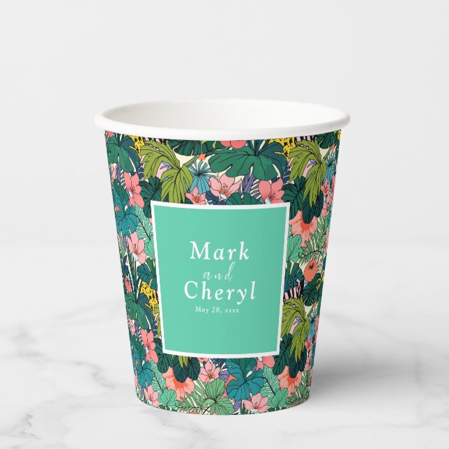 Vasos De Papel Bohemian Hibiscus Boda (Anverso)