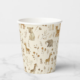 Vasos De Papel Boho Animales de la jungla beige blanca